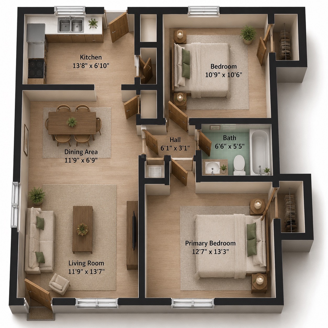 181/185 Buildings - 2 Bed floor plan