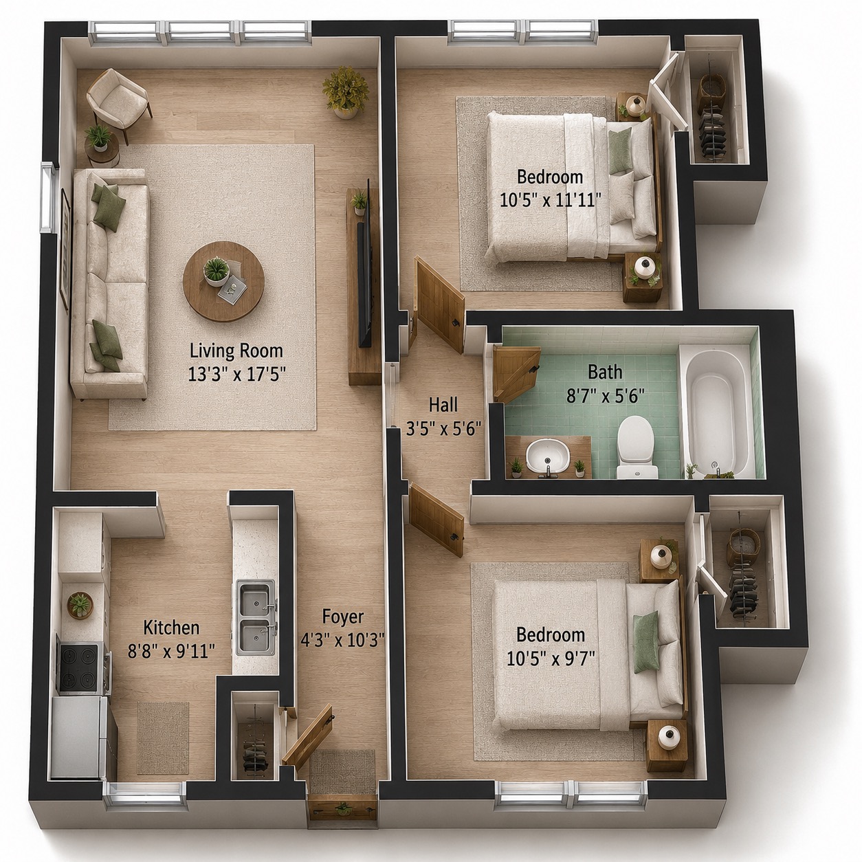 197/201 Building - 2 Bed floor plan