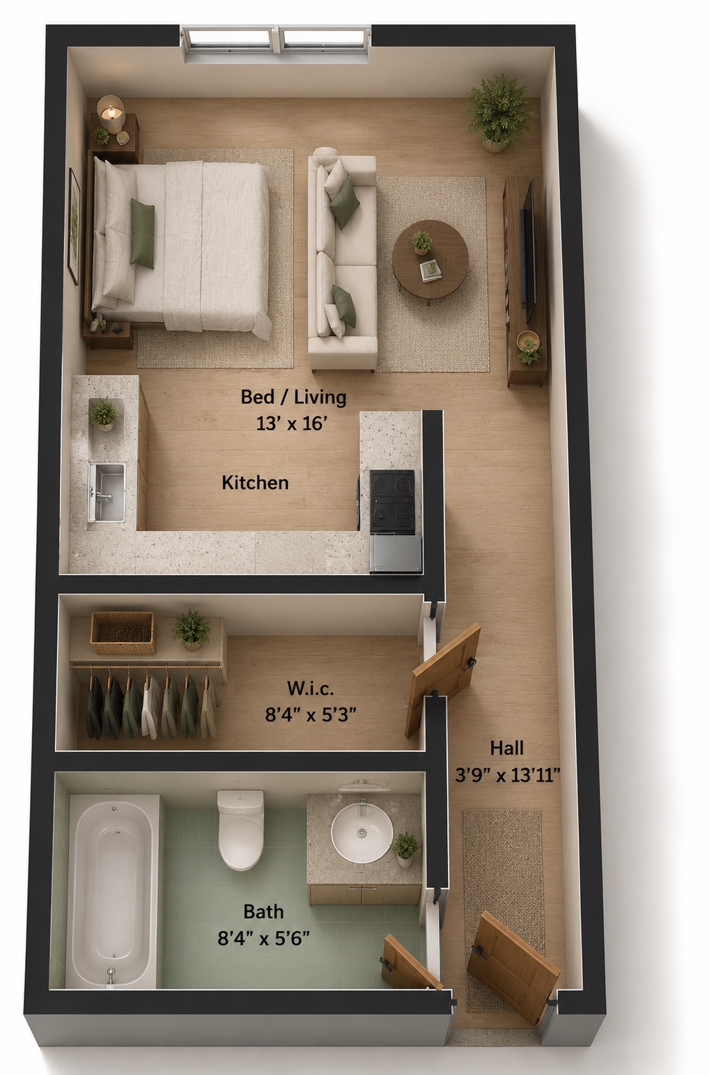 197/201 Building - Studio floor plan